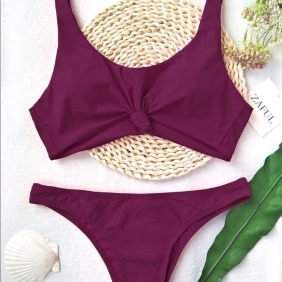 Zaful Other - Knotted Scoop High Cut Bathing Suit